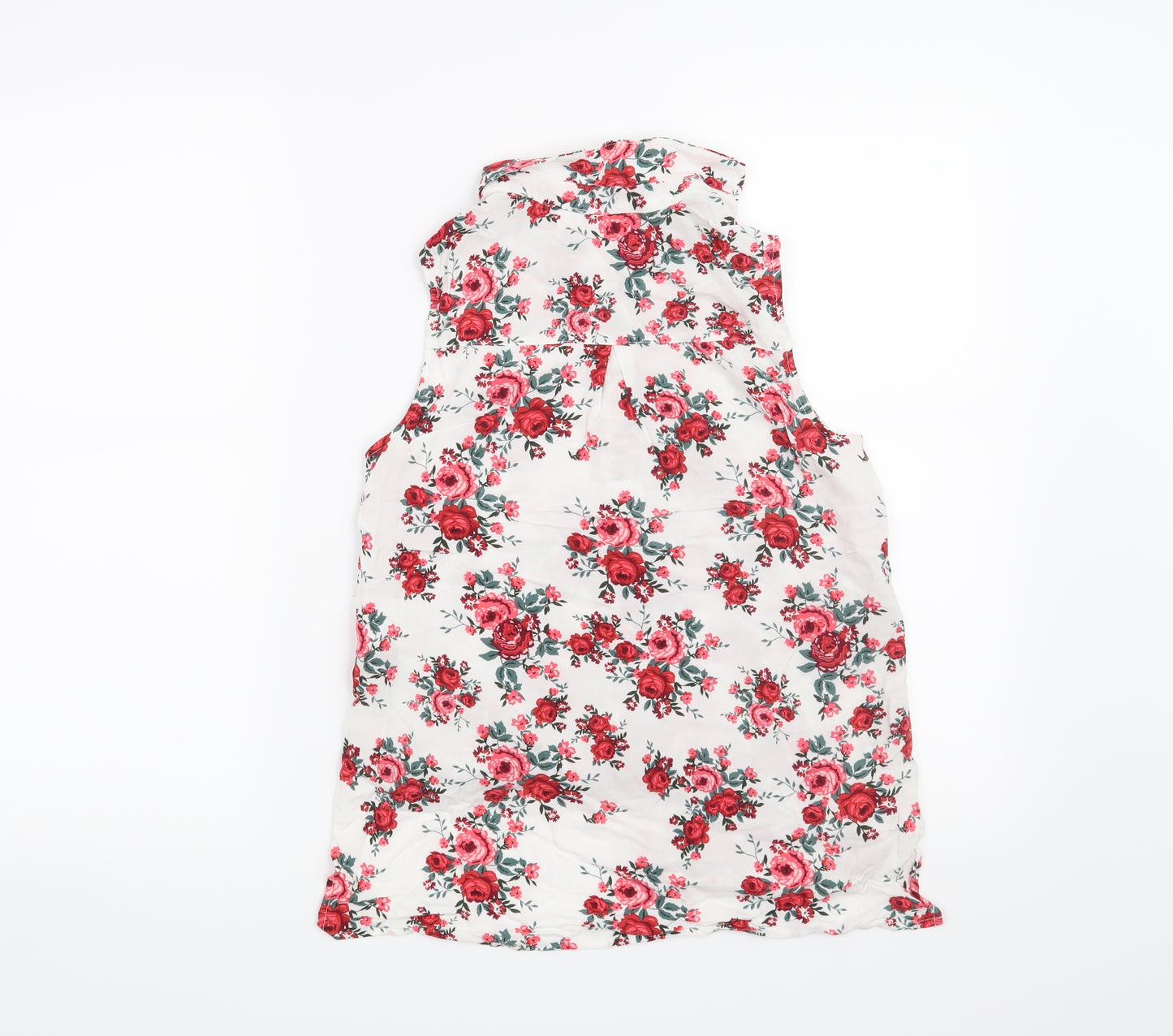 H&M Womens White Floral  Basic Blouse Size 4