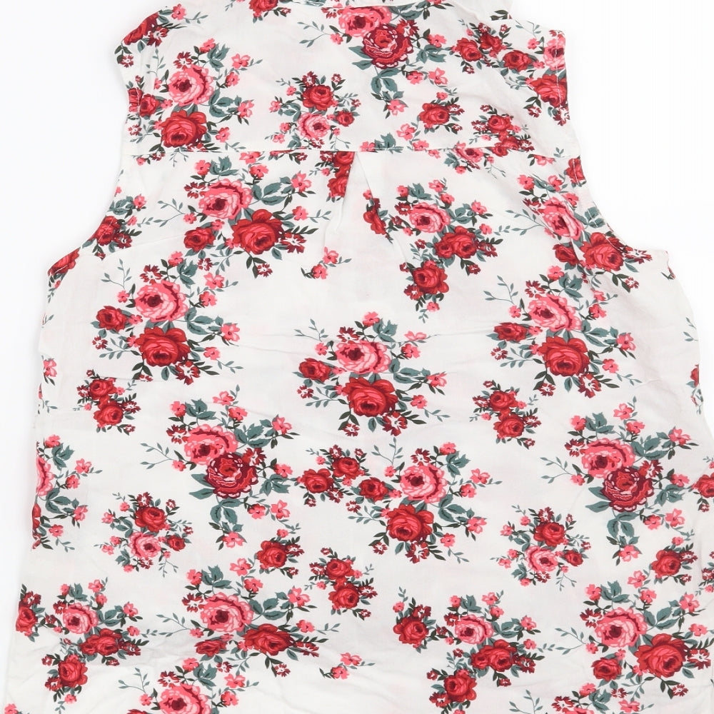 H&M Womens White Floral  Basic Blouse Size 4