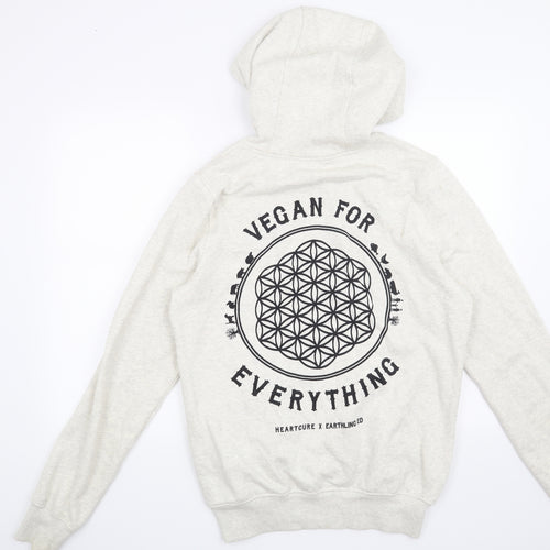Earth Positive Womens Beige   Pullover Hoodie Size S  - Stand for Something Vegan