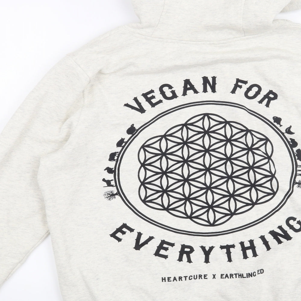 Earth Positive Womens Beige   Pullover Hoodie Size S  - Stand for Something Vegan