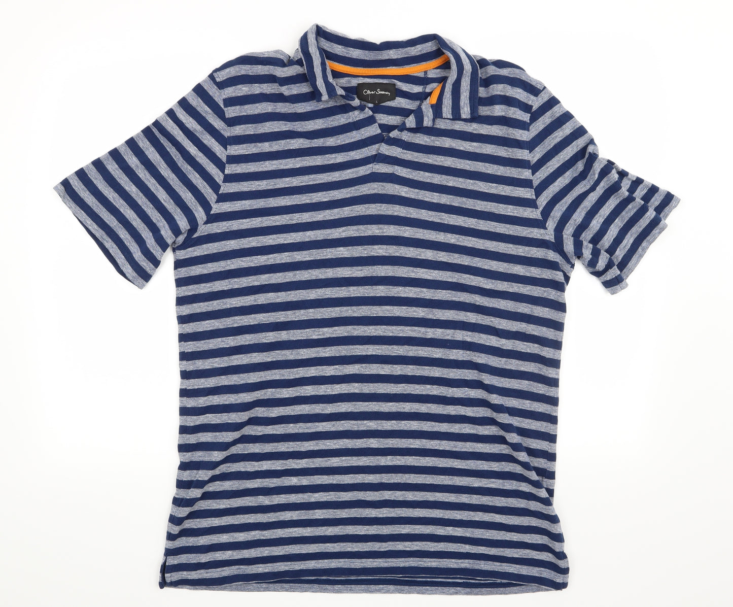 Oliver Sweeney Mens Blue Striped   Polo Size L