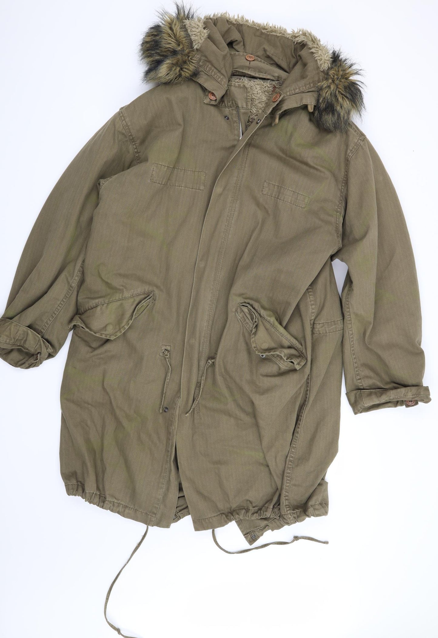 FCUK Jeans Mens Green   Overcoat Coat Size XL