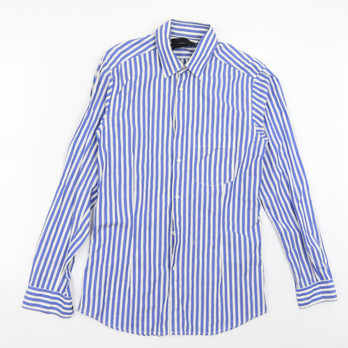 Diesel Black Gold Mens Blue Striped   Button-Up Size 44