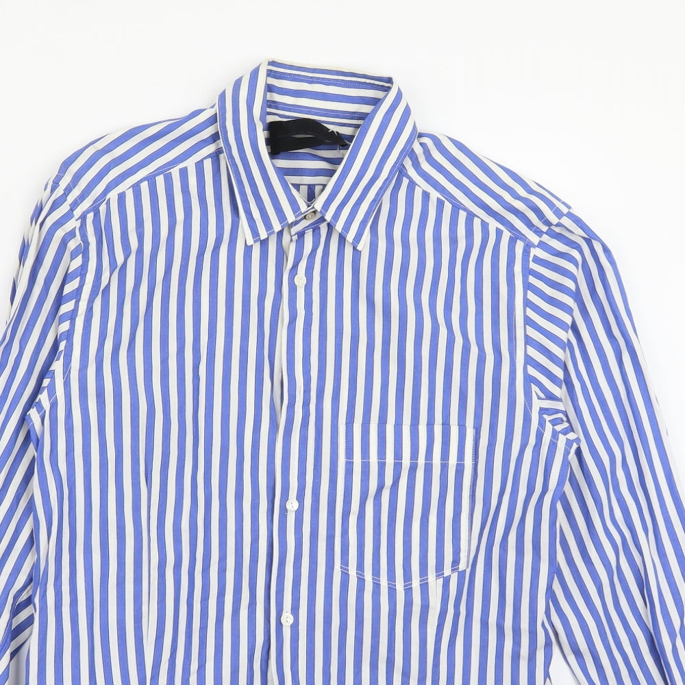 Diesel Black Gold Mens Blue Striped   Button-Up Size 44