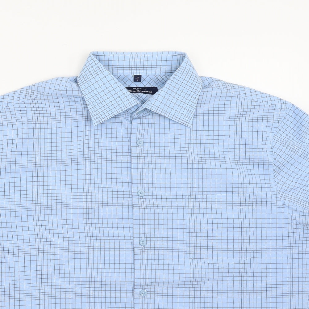 Ben Sherman Mens Blue Check   Button-Up Size L