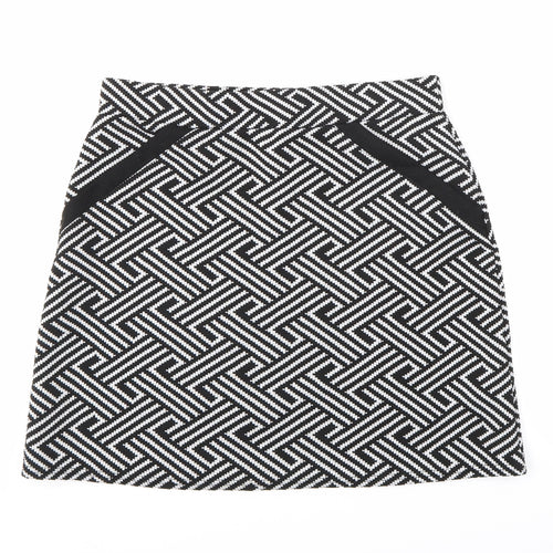 Miss Selfridge Womens Black Geometric  Mini Skirt Size 12