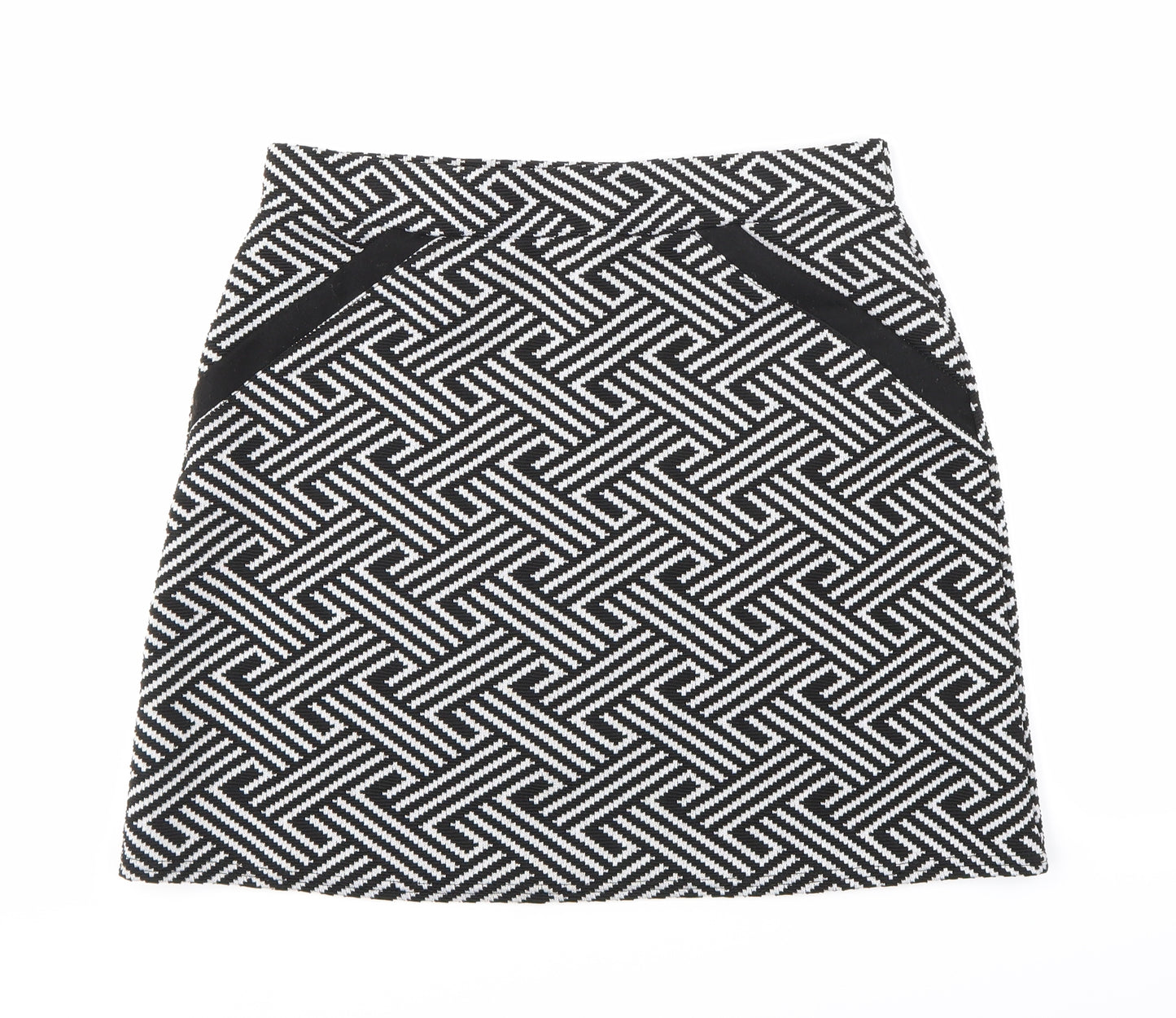 Miss Selfridge Womens Black Geometric  Mini Skirt Size 12