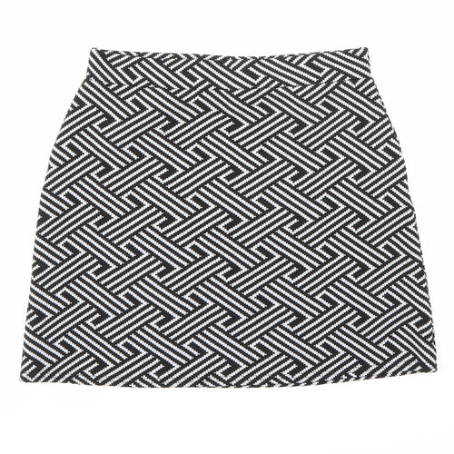 Miss Selfridge Womens Black Geometric  Mini Skirt Size 12