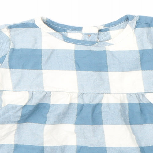 F&F Girls Blue Check  Basic T-Shirt Size 6-9 Months