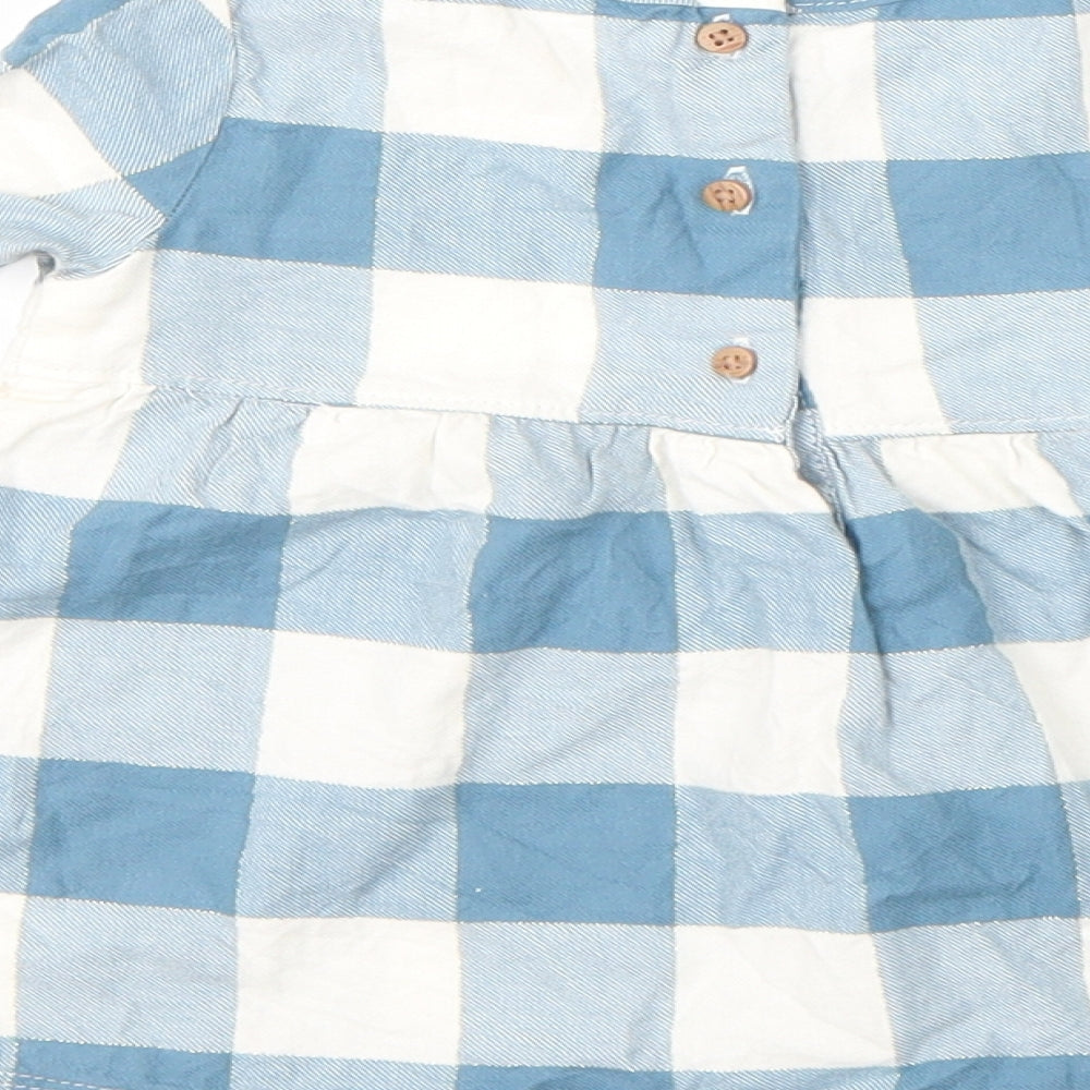 F&F Girls Blue Check  Basic T-Shirt Size 6-9 Months