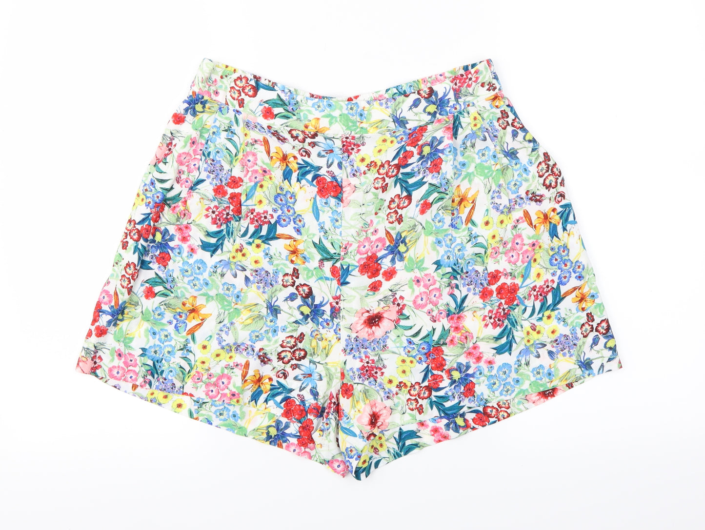 Preworn Womens White Floral  Hot Pants Shorts