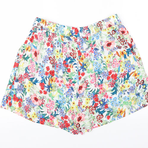 Preworn Womens White Floral  Hot Pants Shorts