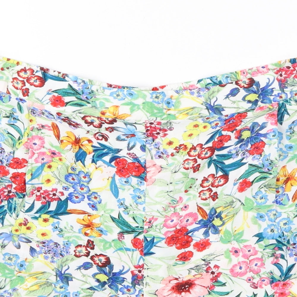 Preworn Womens White Floral  Hot Pants Shorts