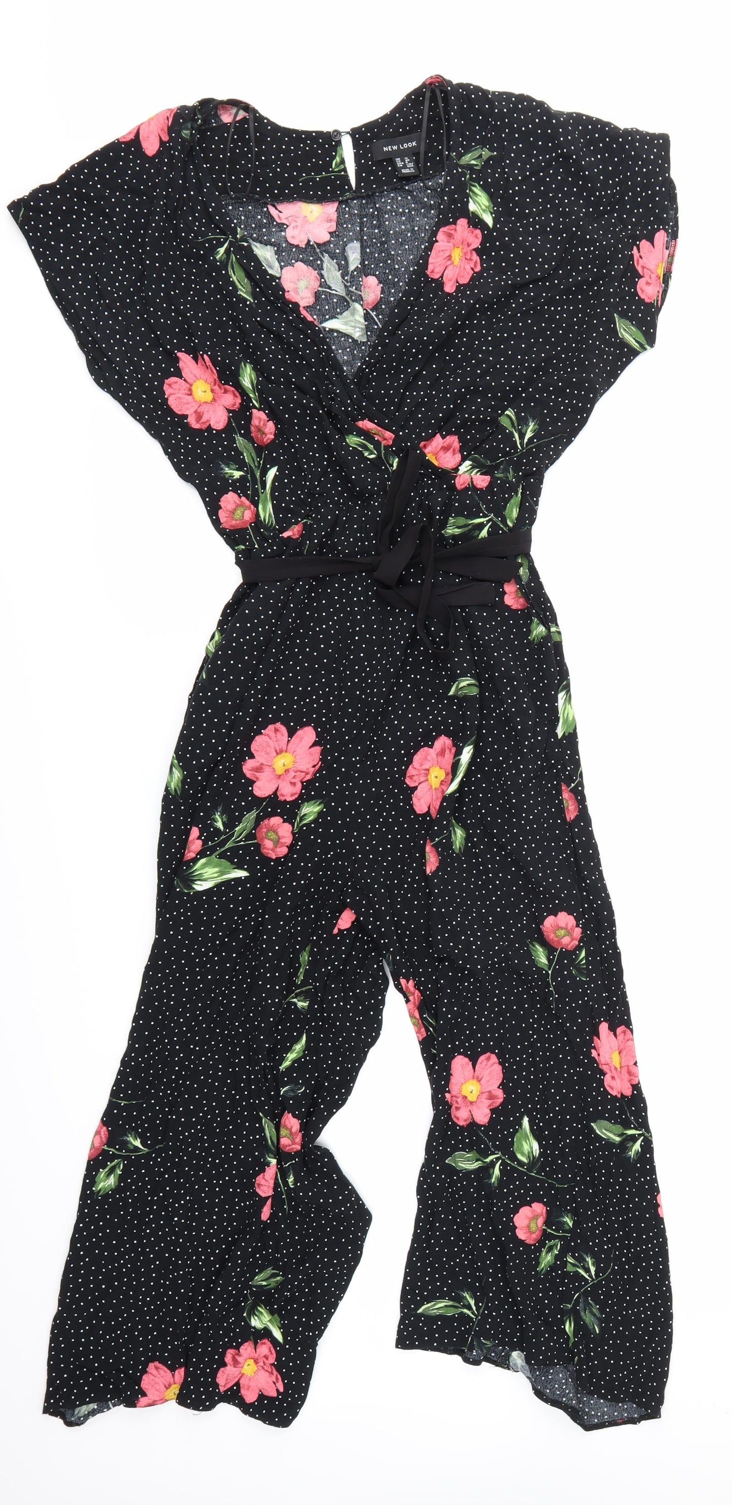 New Look Womens Black Spotted  Jumpsuit One-Piece Size 12