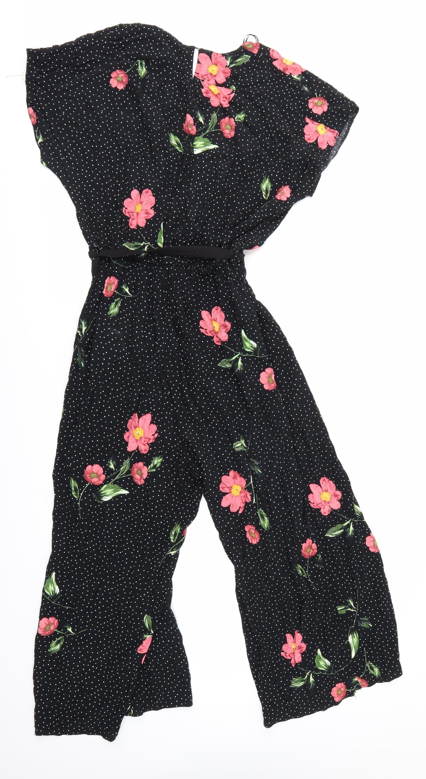 New Look Womens Black Spotted  Jumpsuit One-Piece Size 12