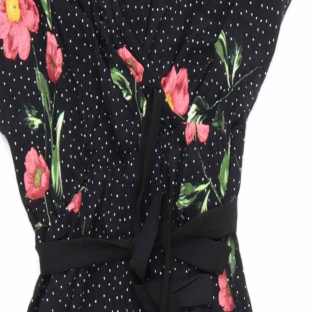 New Look Womens Black Spotted  Jumpsuit One-Piece Size 12