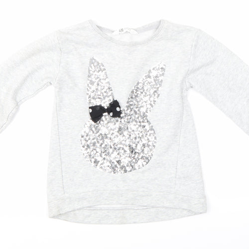 H&M Girls Grey   Pullover Sweatshirt Size 7-8 Years