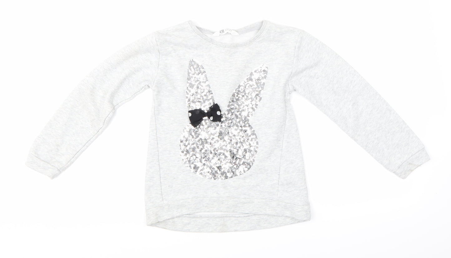 H&M Girls Grey   Pullover Sweatshirt Size 7-8 Years