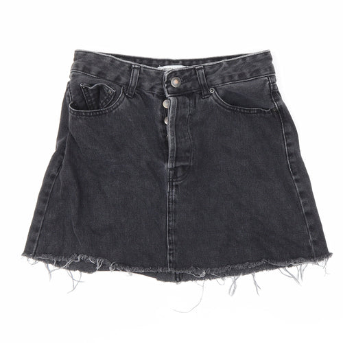 Bershka Womens Grey  Denim Mini Skirt Size 8