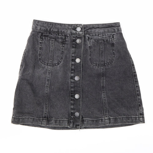 Topshop Womens Black  Denim Mini Skirt Size 4