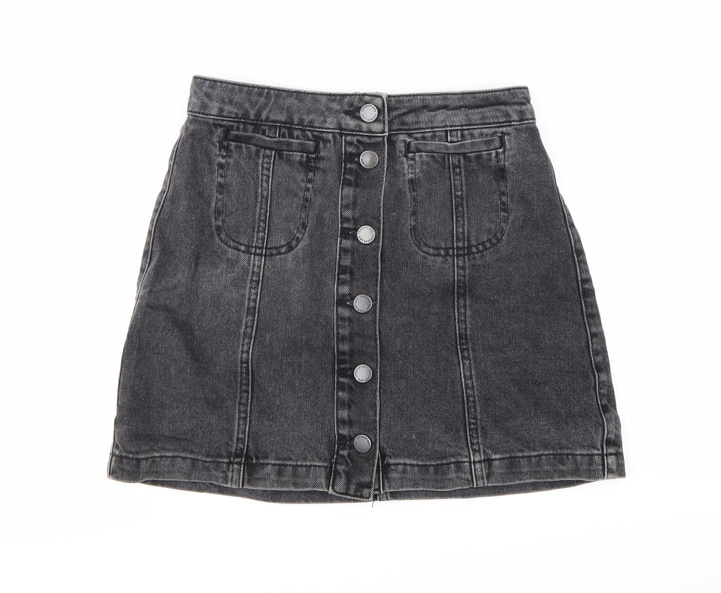 Topshop Womens Black  Denim Mini Skirt Size 4