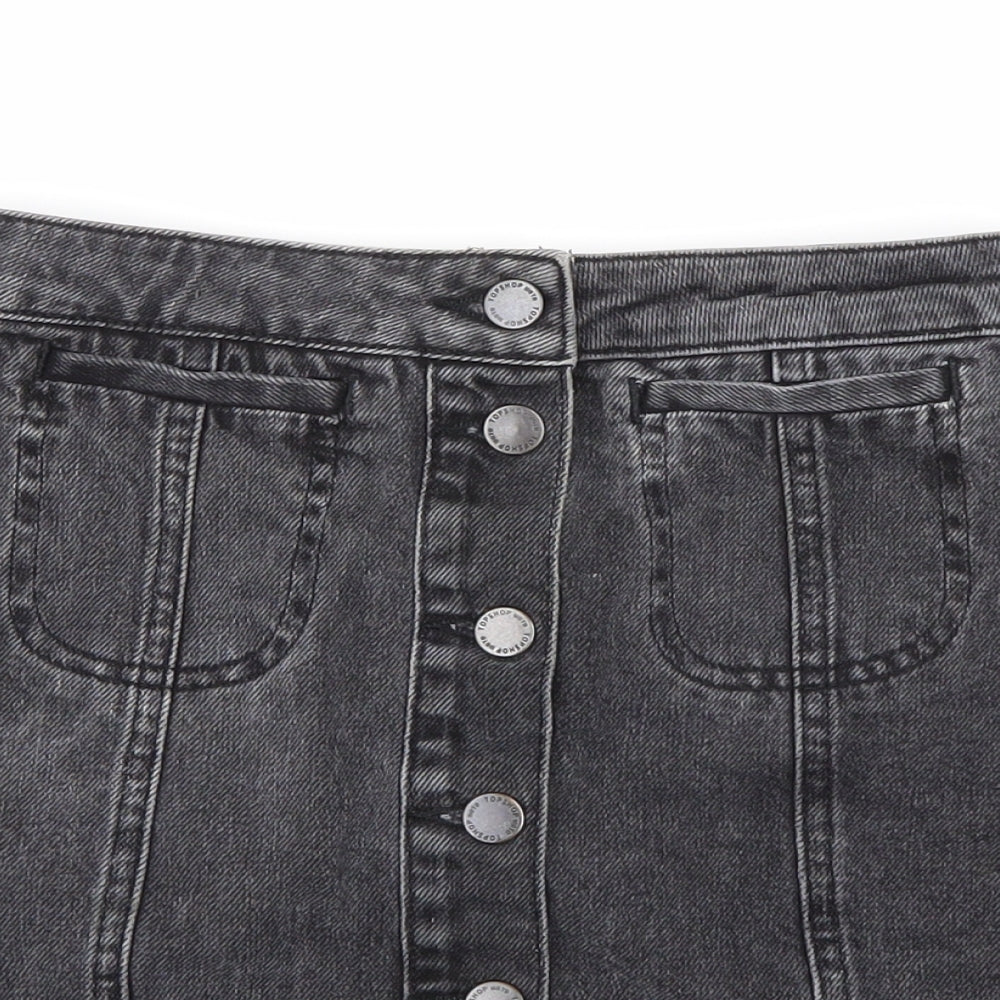 Topshop Womens Black  Denim Mini Skirt Size 4