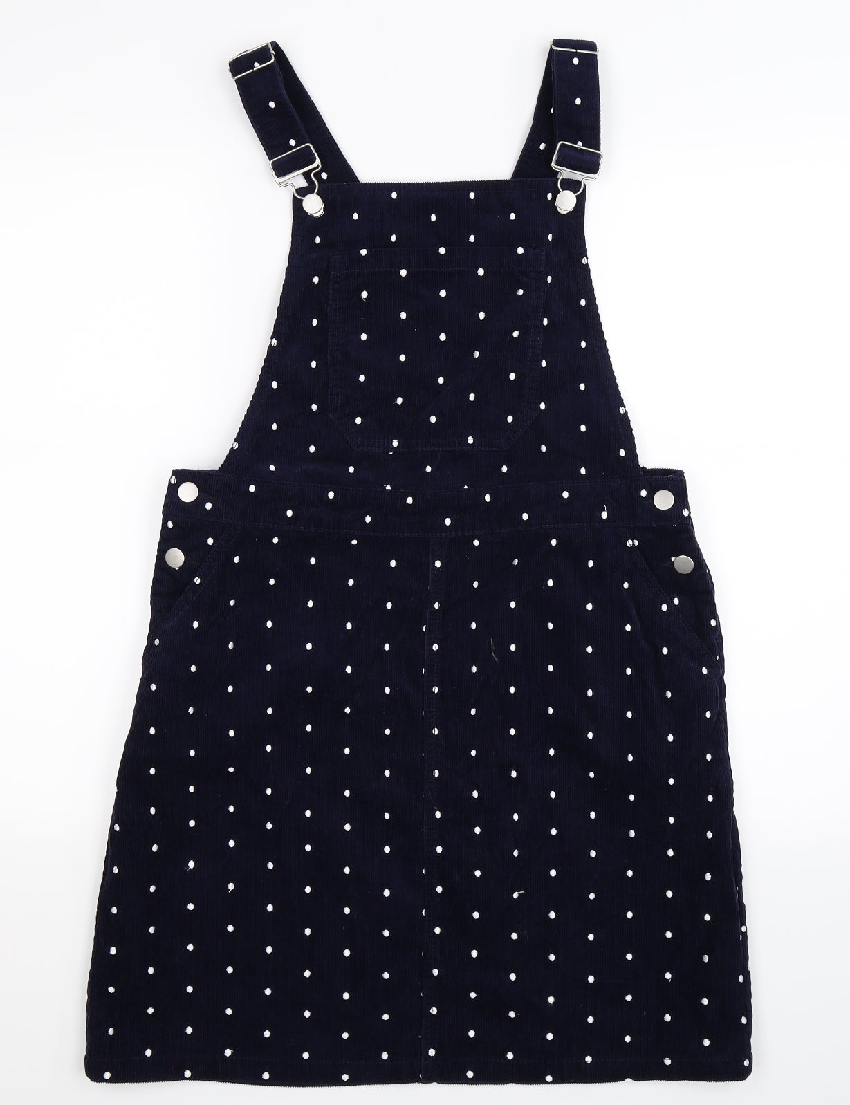 TU Womens Blue Polka Dot Corduroy Mini  Size 12  - Dungaree