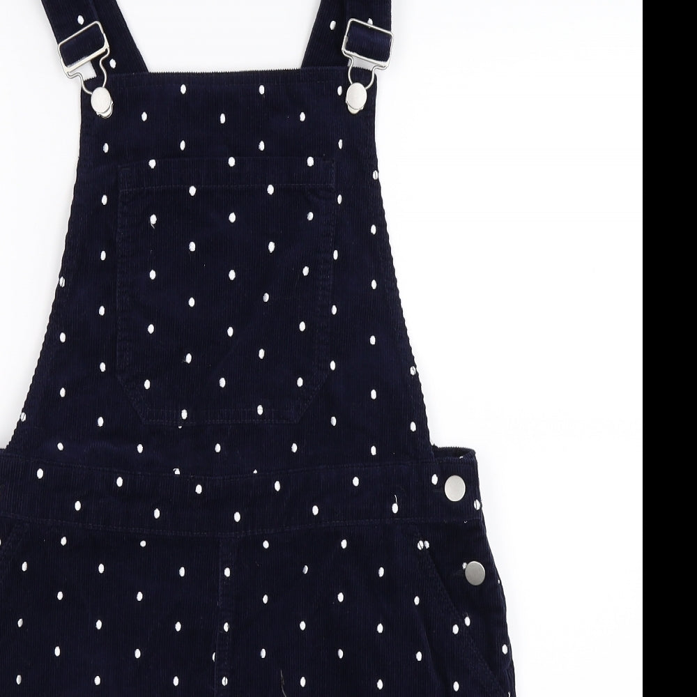 TU Womens Blue Polka Dot Corduroy Mini  Size 12  - Dungaree