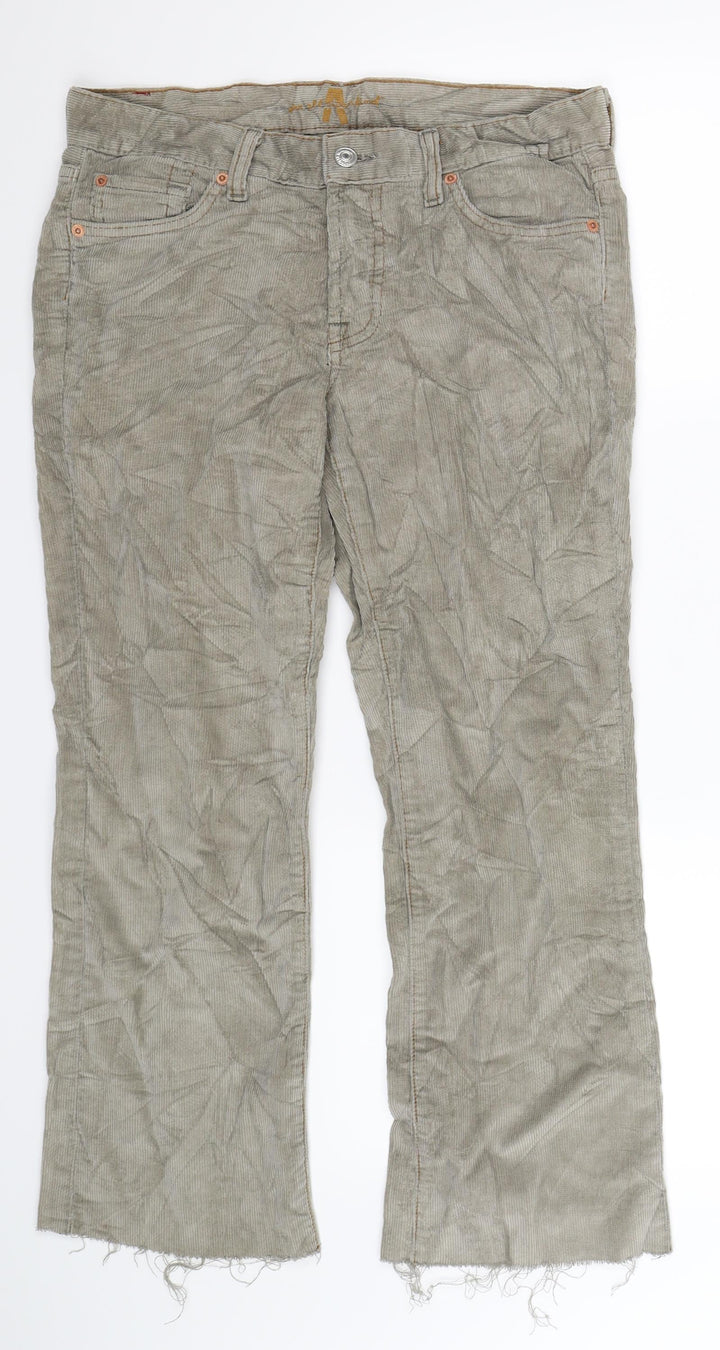 7 For All Mankind Womens Grey Corduroy Cropped Trousers Size 10 L25 in