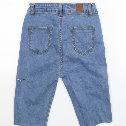 Preworn Womens Blue  Denim Bermuda Shorts Size 8 - Distressed