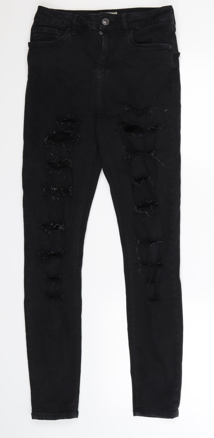 Topshop Womens Black Denim Skinny Jeans Size 8 L32 in