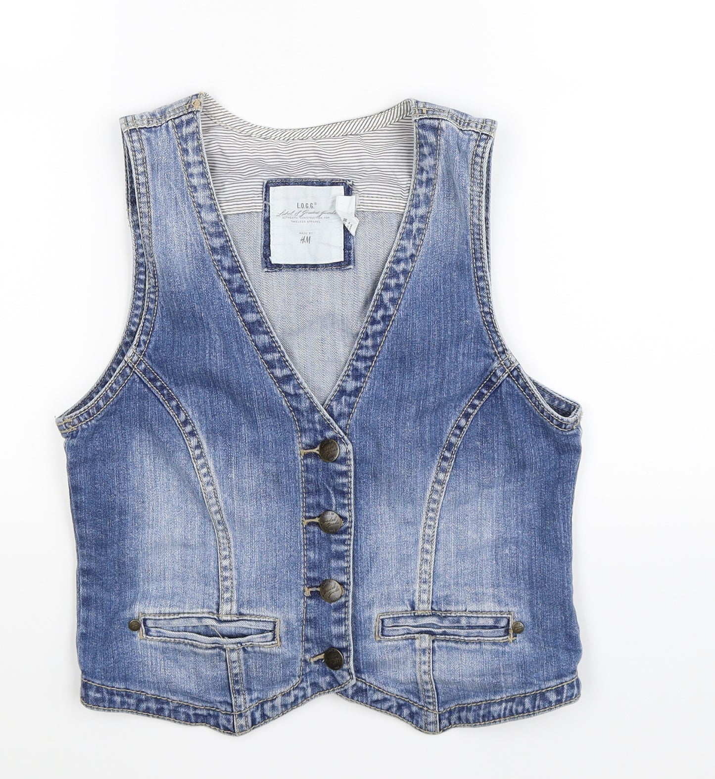 H&M Girls Blue  Denim Gilet Jacket Size 13-14 Years