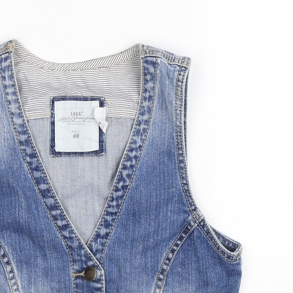 H&M Girls Blue  Denim Gilet Jacket Size 13-14 Years