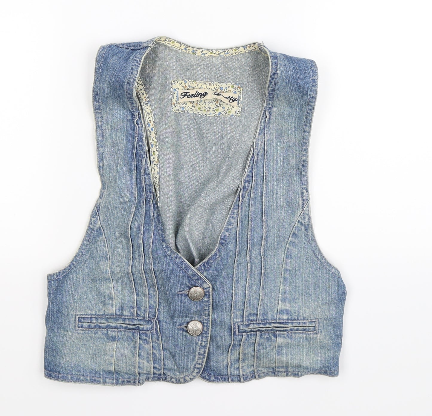 E-vie Womens Blue  Denim Gilet Jacket Size 12