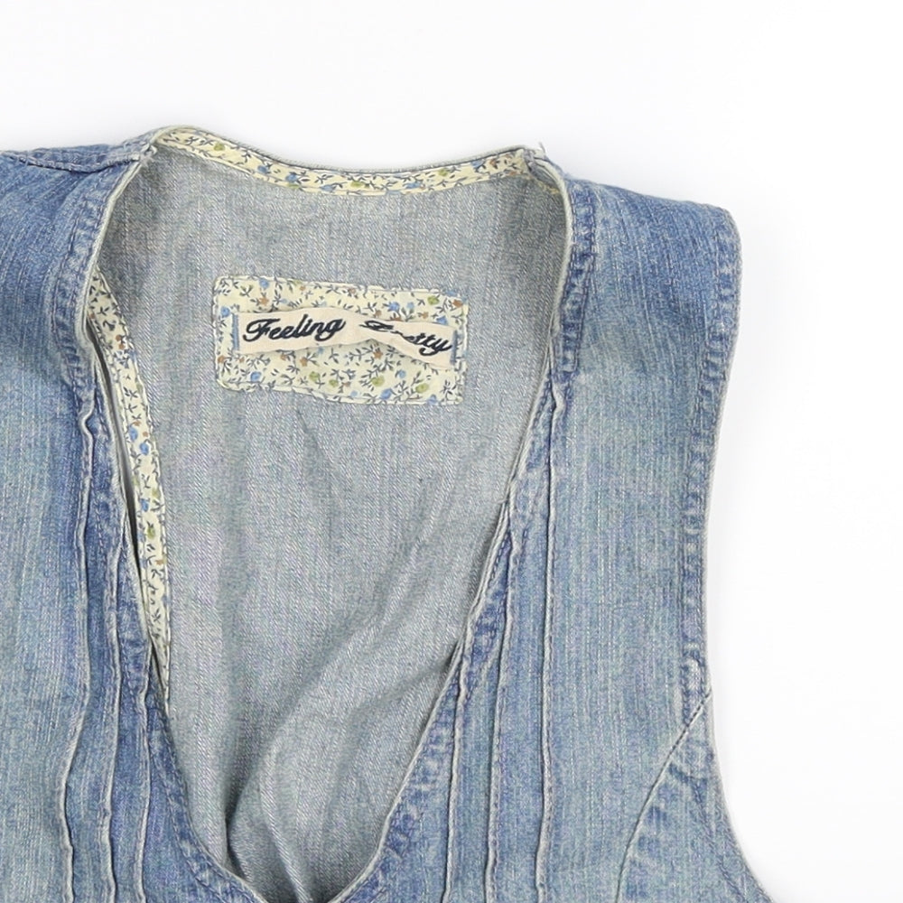 E-vie Womens Blue  Denim Gilet Jacket Size 12