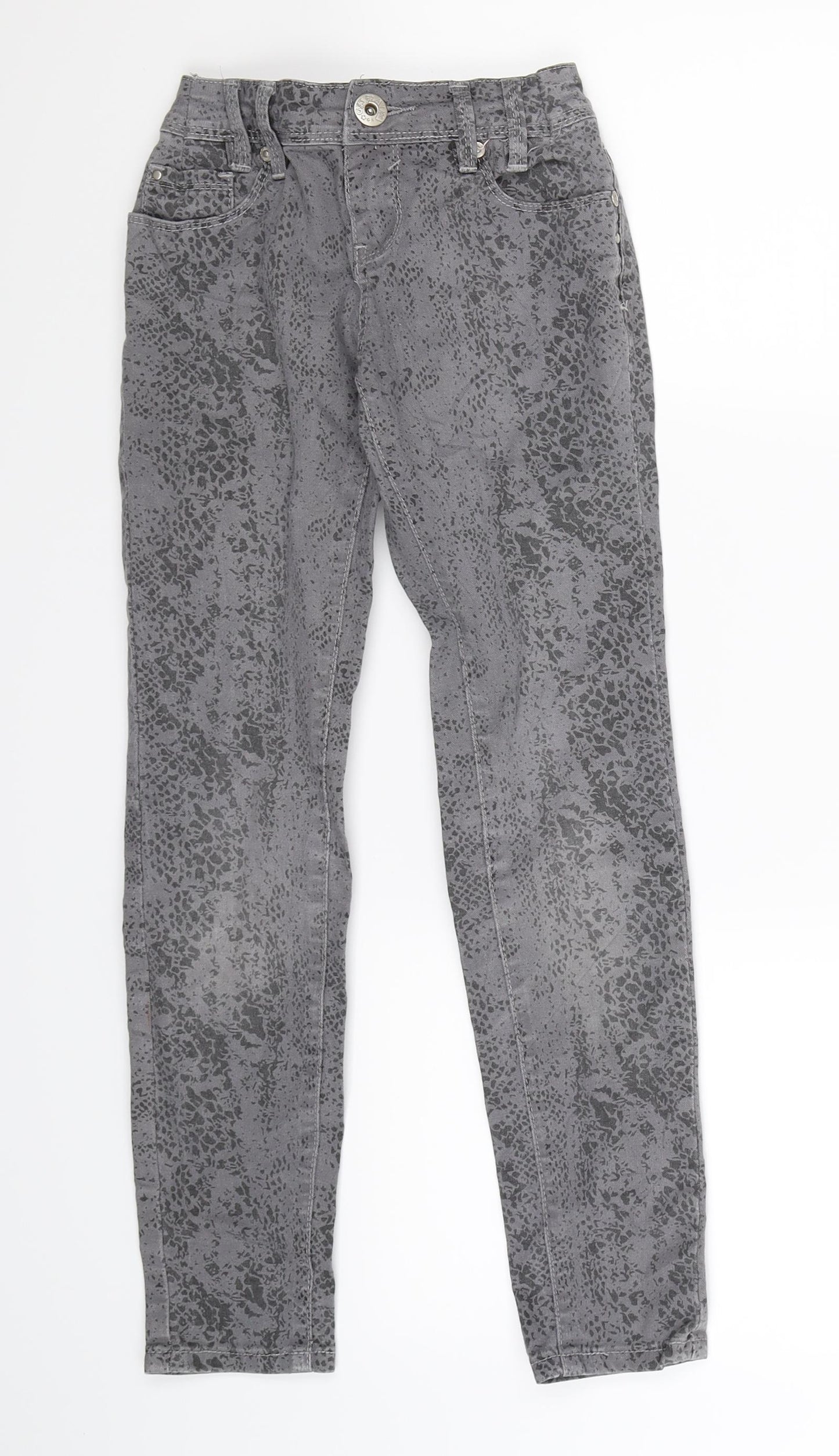 New Look Girls Grey Animal Print Denim Skinny Jeans Size 10 Years