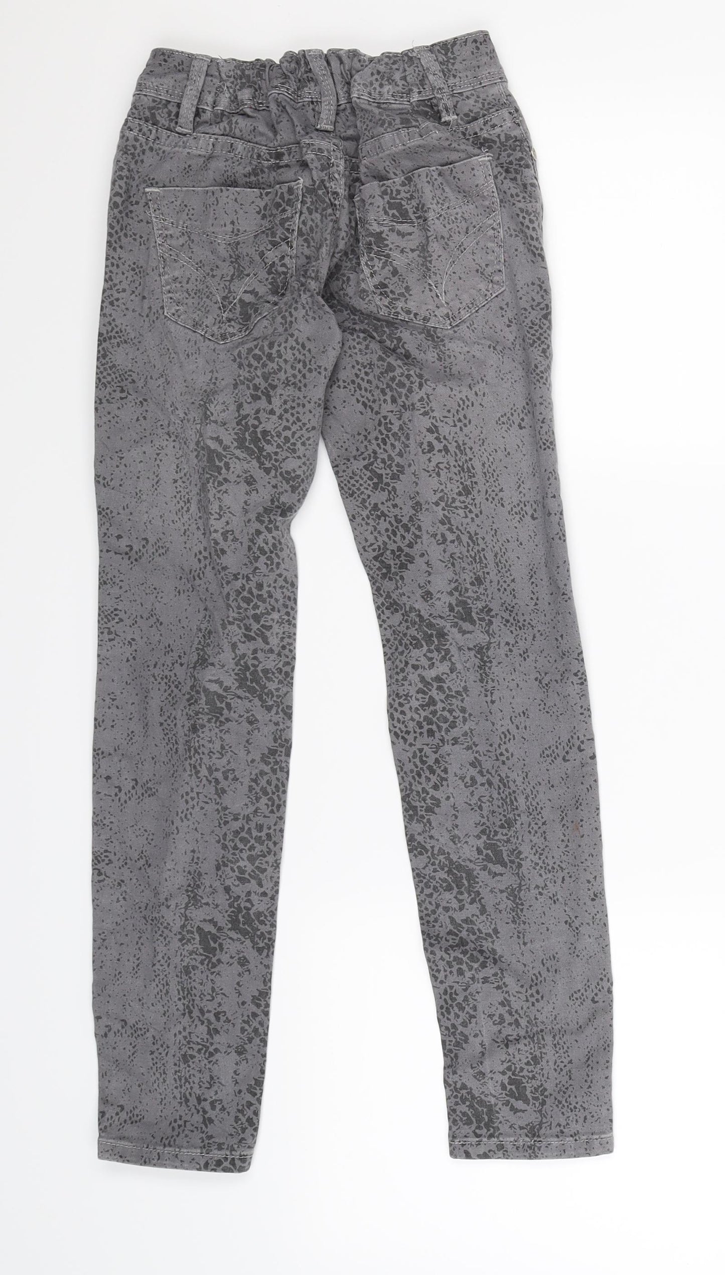 New Look Girls Grey Animal Print Denim Skinny Jeans Size 10 Years