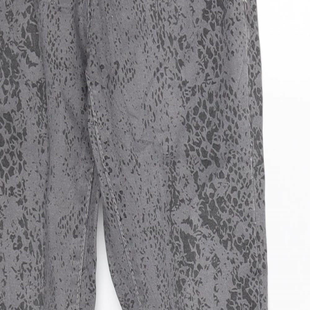 New Look Girls Grey Animal Print Denim Skinny Jeans Size 10 Years