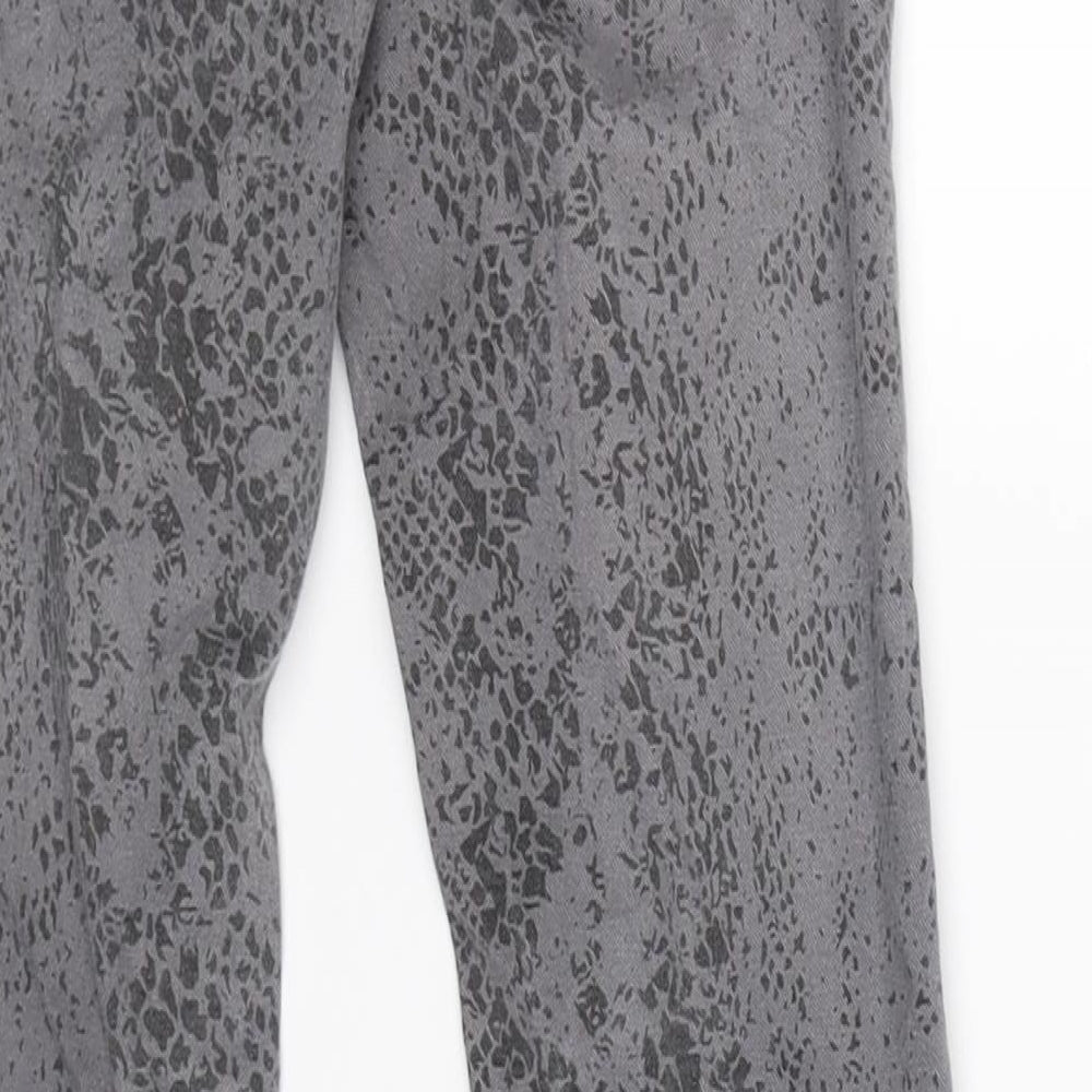 New Look Girls Grey Animal Print Denim Skinny Jeans Size 10 Years
