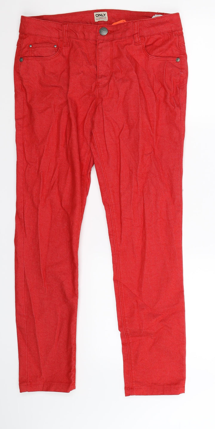 Only Womens Red Denim Skinny Jeans Size 12 L27 in