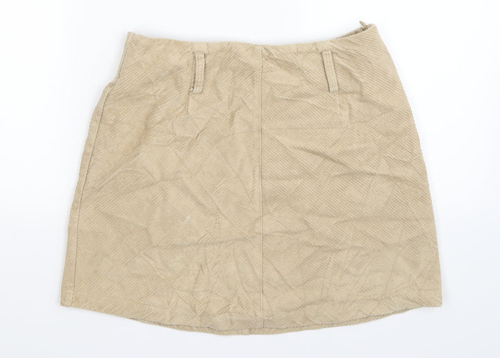 Denim Co Womens Beige Corduroy A-Line Skirt Size 10