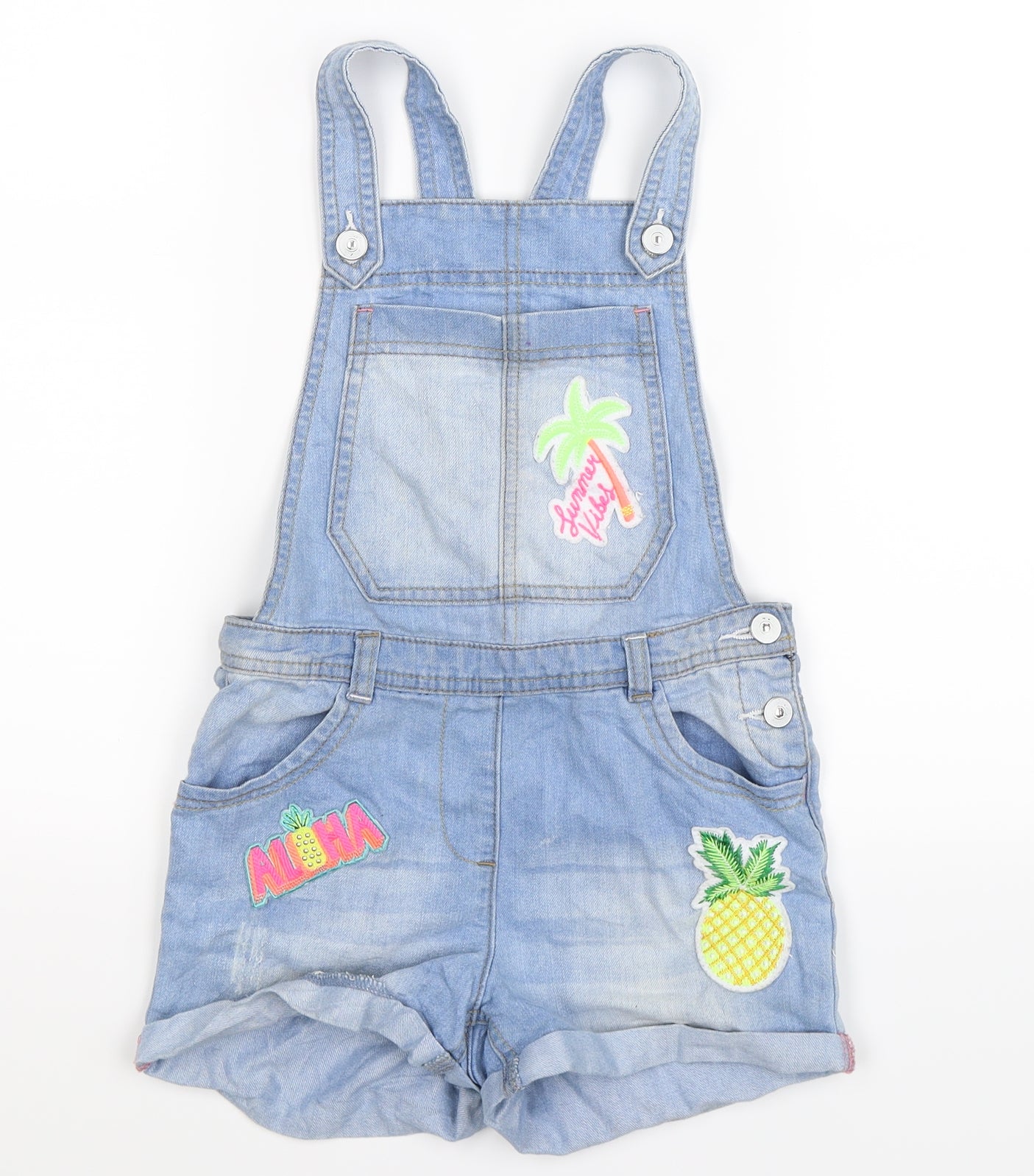 TU Girls Blue  Denim Dungaree One-Piece Size 9 Years