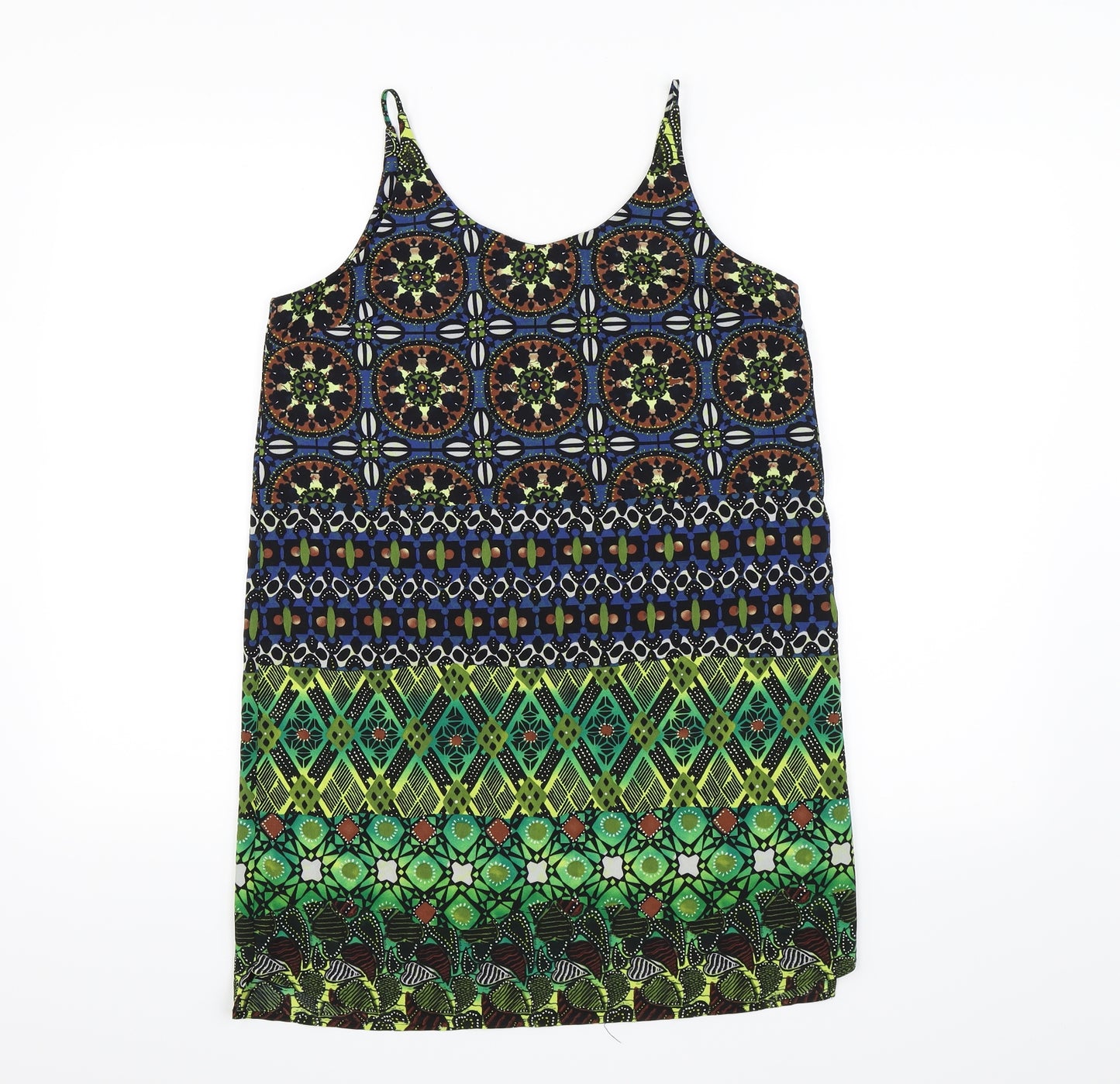 Topshop Womens Multicoloured Geometric  Slip Dress  Size 8