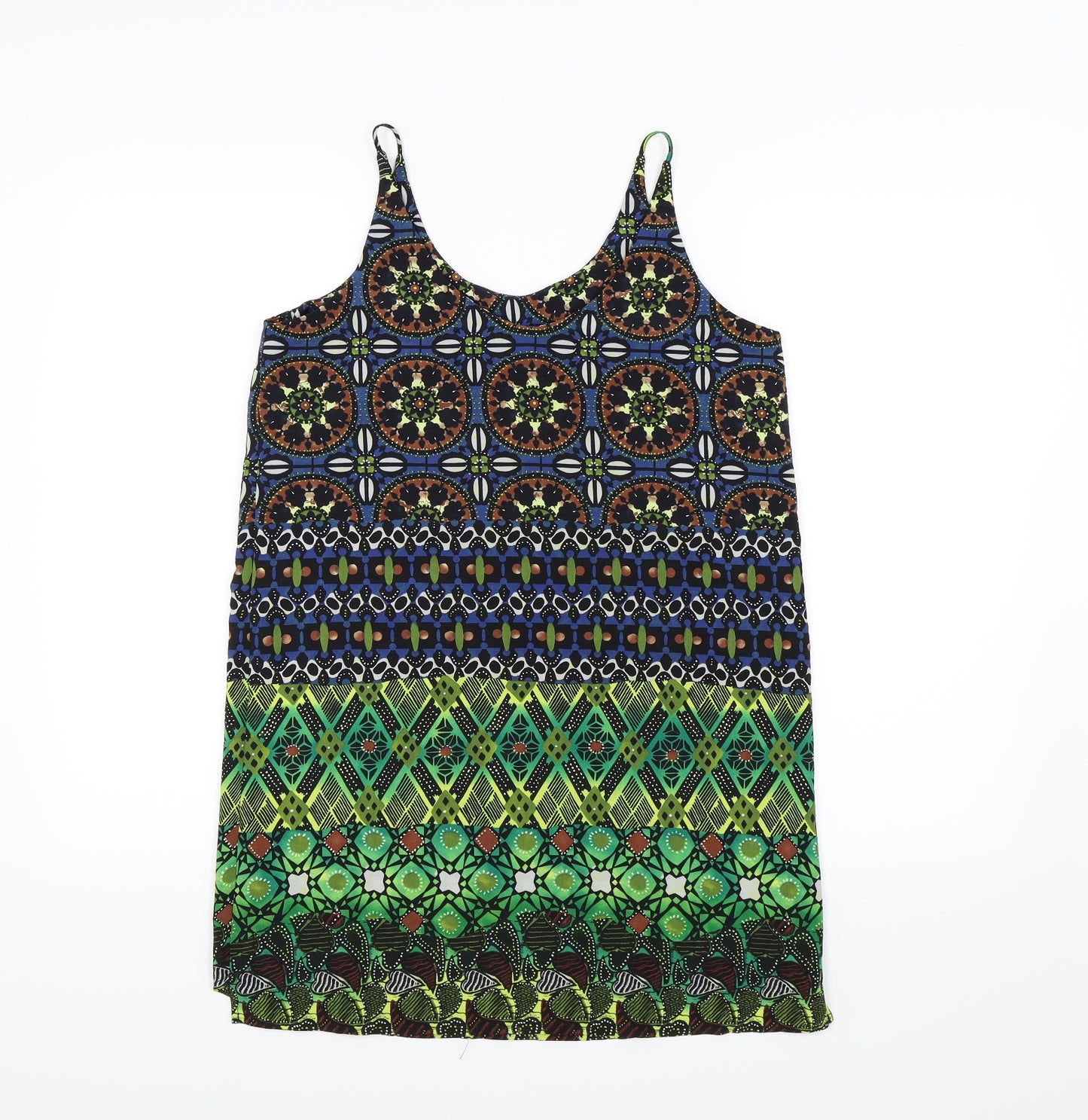 Topshop Womens Multicoloured Geometric  Slip Dress  Size 8