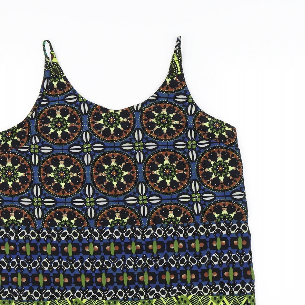 Topshop Womens Multicoloured Geometric  Slip Dress  Size 8