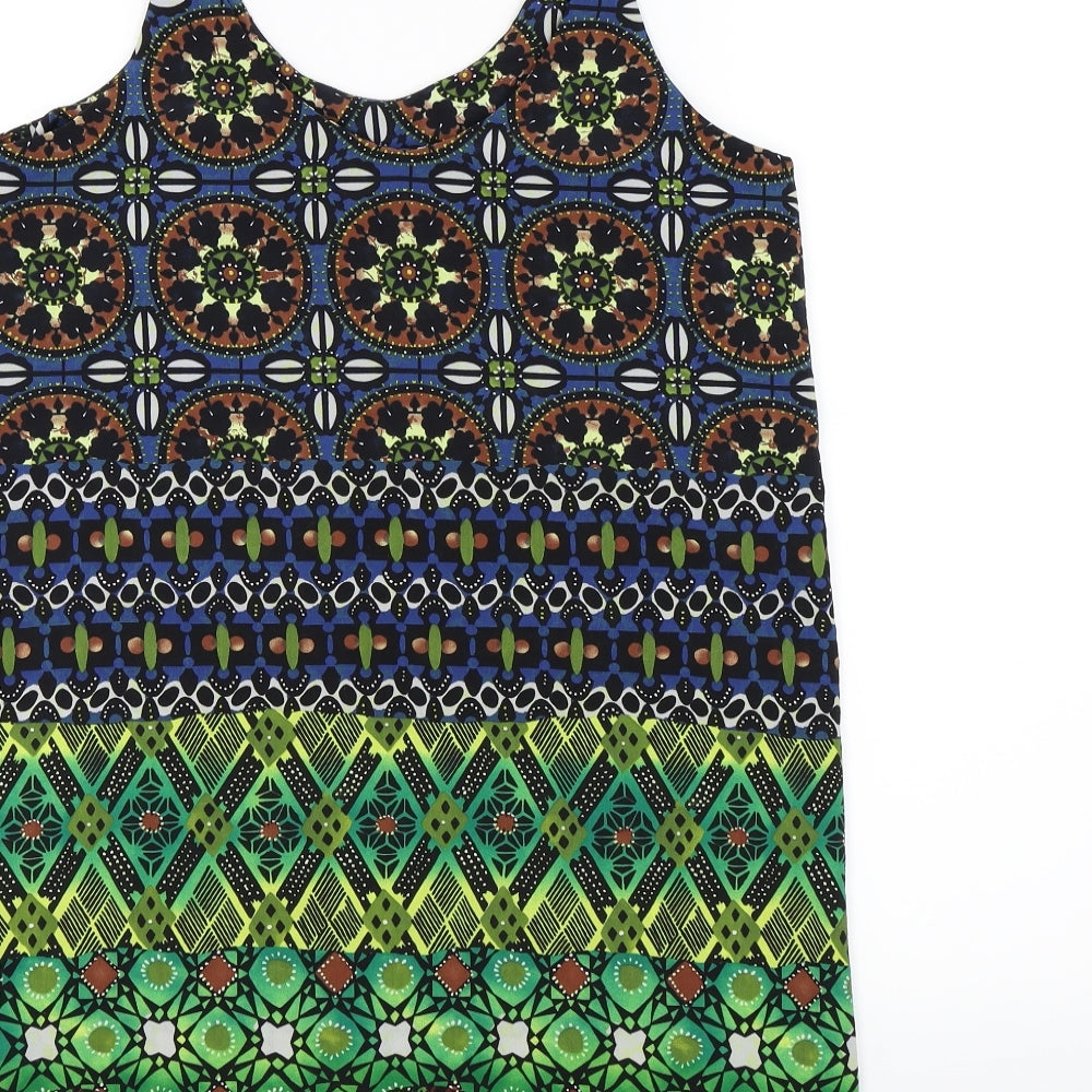Topshop Womens Multicoloured Geometric  Slip Dress  Size 8