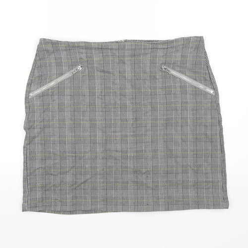 New Look Womens Grey Plaid  Mini Skirt Size 14