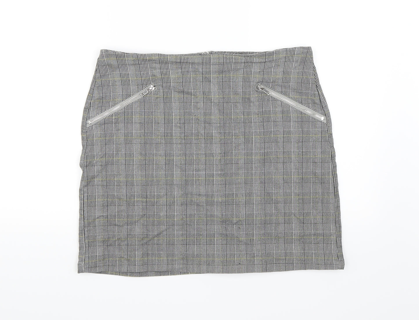 New Look Womens Grey Plaid  Mini Skirt Size 14
