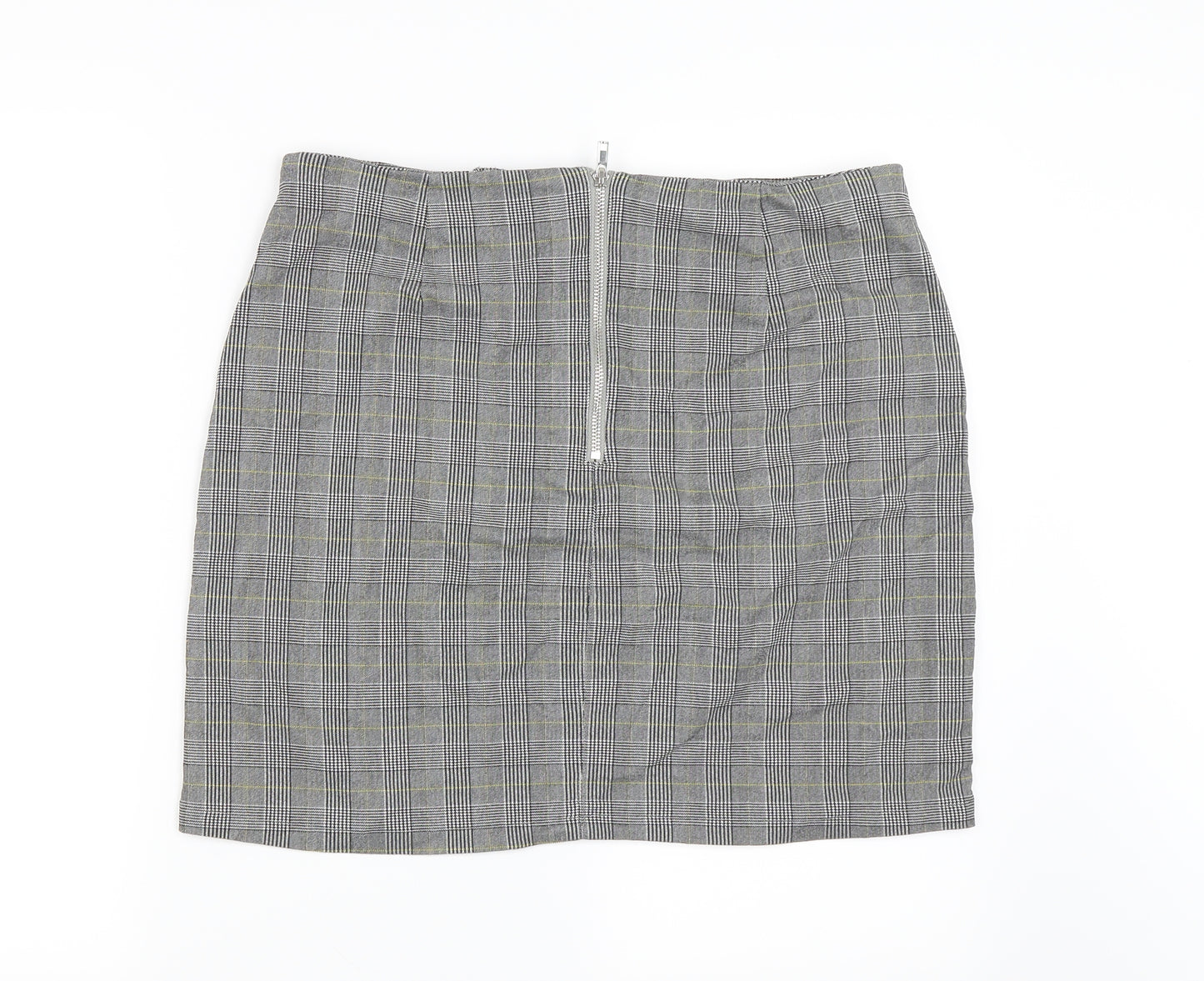 New Look Womens Grey Plaid  Mini Skirt Size 14