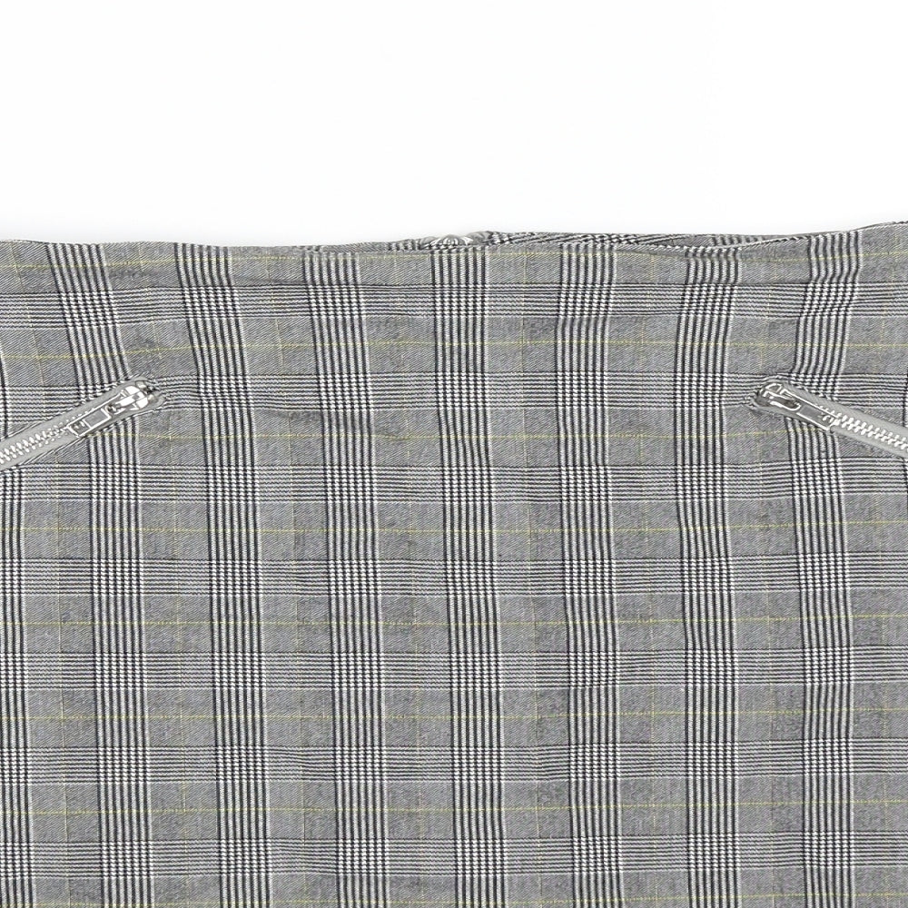 New Look Womens Grey Plaid  Mini Skirt Size 14